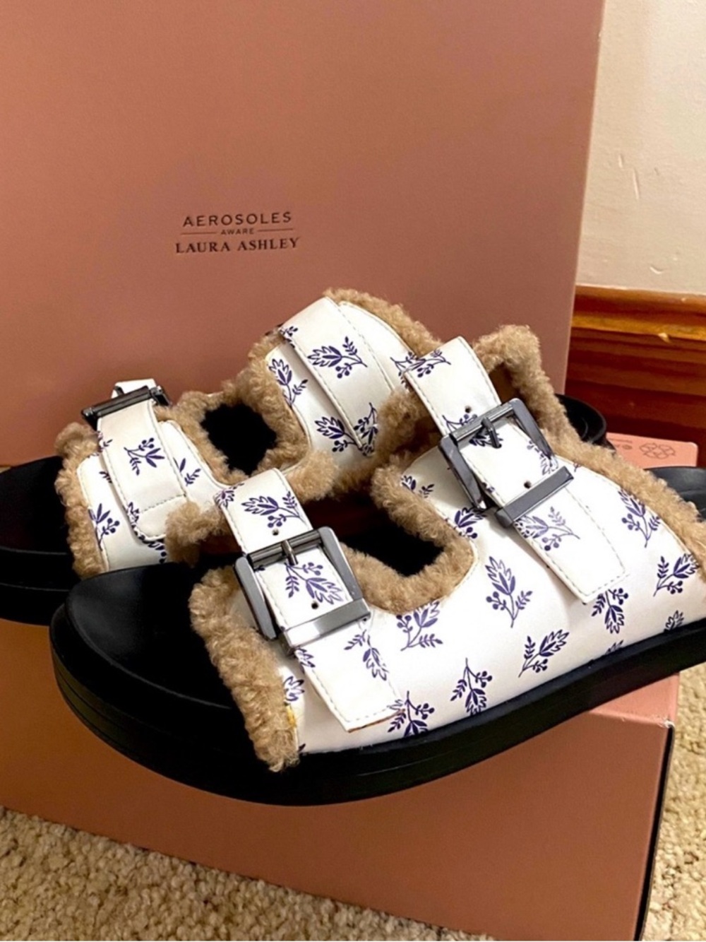 Aerosoles by Laura Ashley Faux Sherpa Sandals